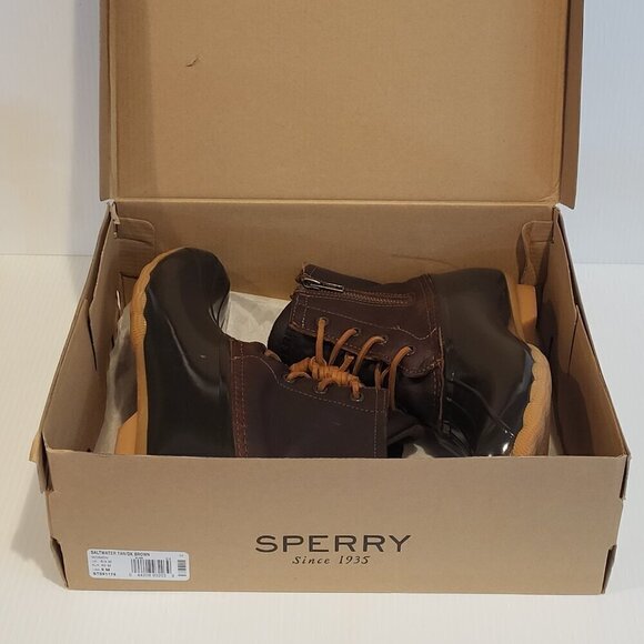 Sperry Women's 9M Duck Saltwater Leather Boots Brown Waterproof In Box Excellent - Picture 13 of 15
